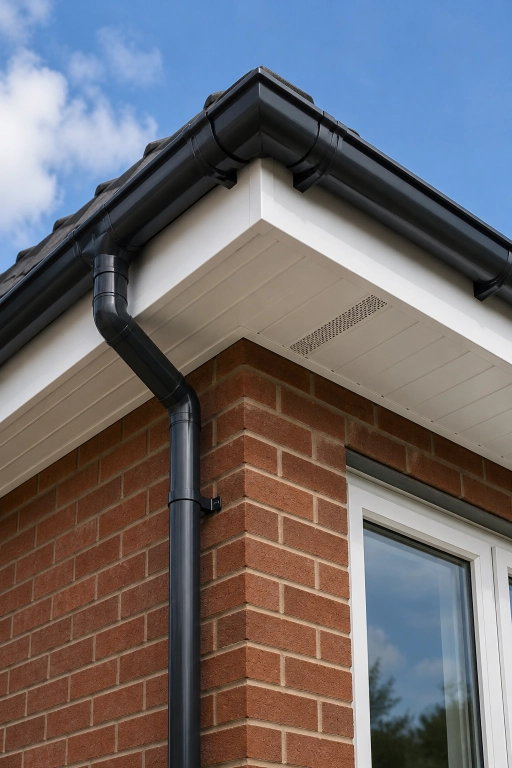 UPVC fascia soffit and guttering installation on a brick property